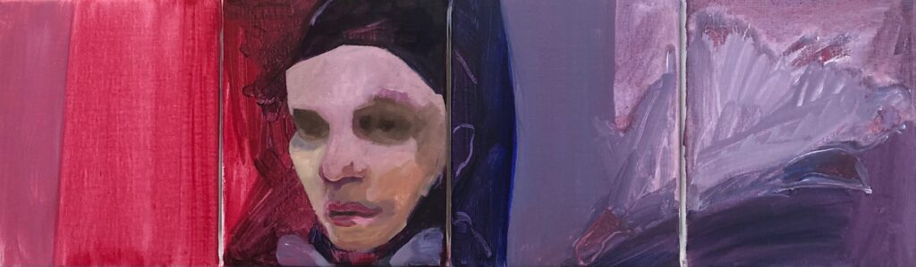 Vierluikje. 24 x 70 cm. acryl op linnen
