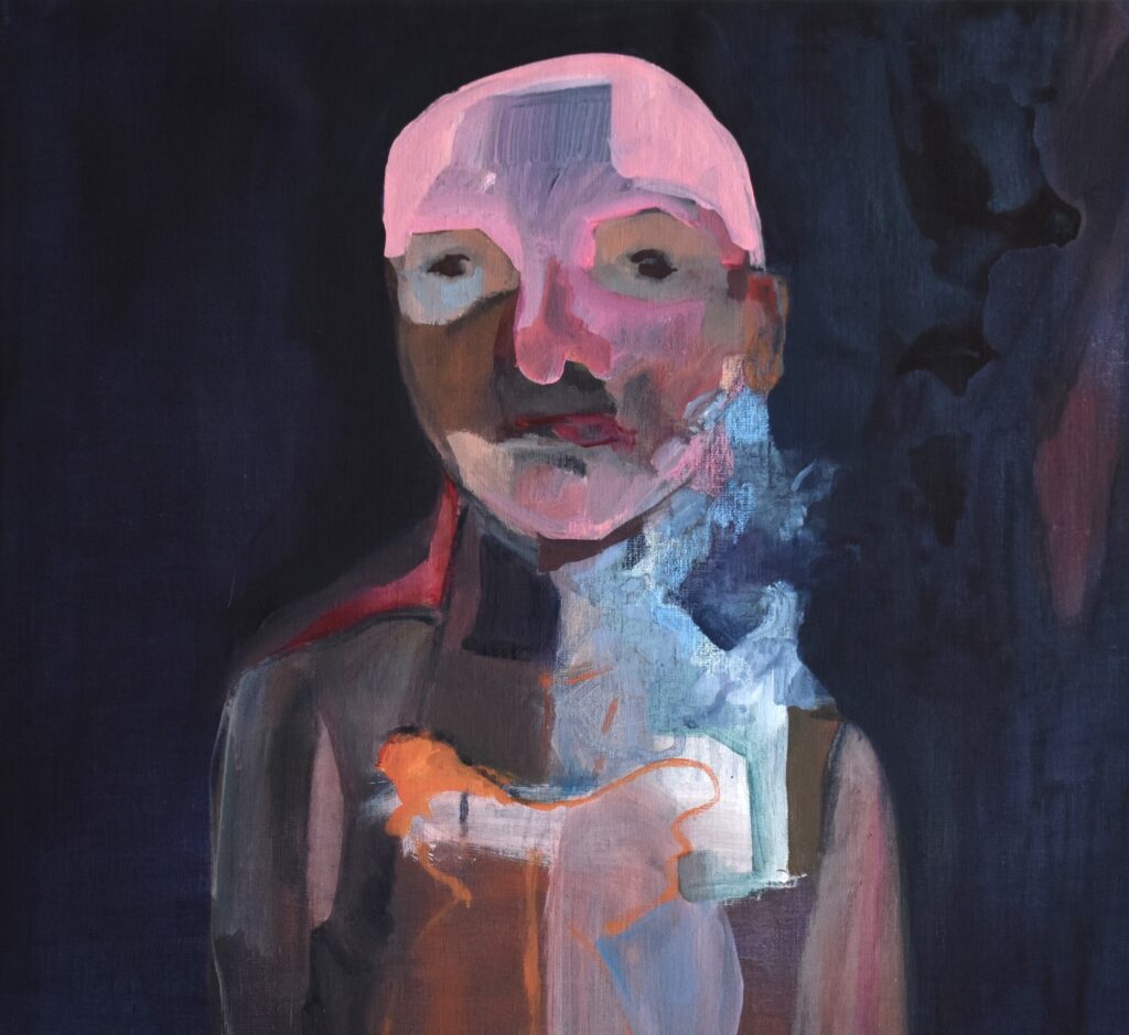 The man with the soft spot. 50 x 55 cm. acryl op linnen
