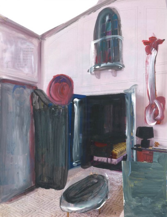 Project. Ruimte voor proces. De kamer en de toorts. 29.7 x 42 cm. acryl op papier.