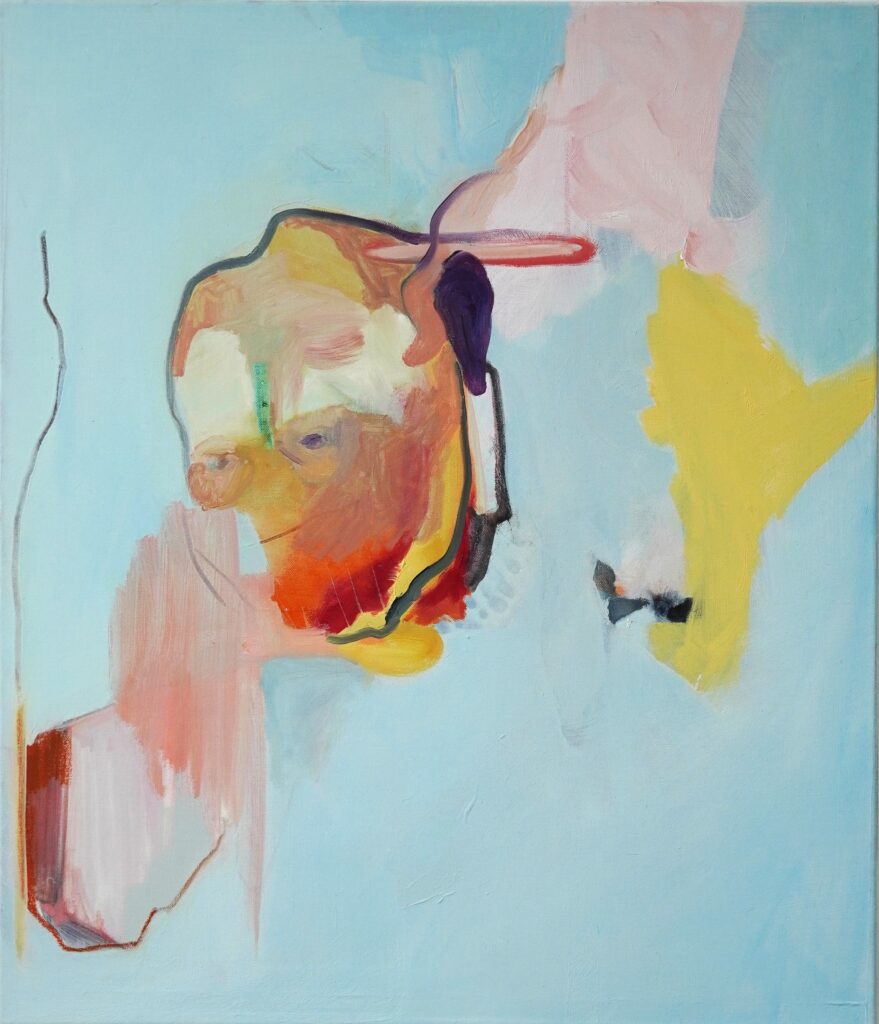De sporen. Omgekeerd. 60 x 70 cm. acryl en olie op canvas