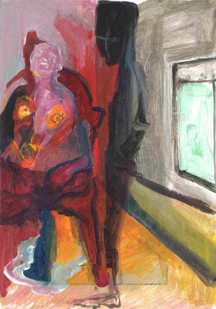 Project. Rondom de tafel. De bezoekers. 21 x 29.7 cm. acryl op papier