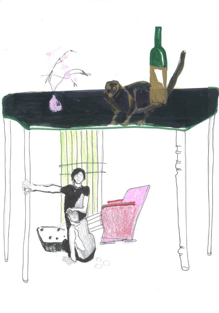 Project. Rondom de tafel. De man en nog veel meer. 21 x 29.7. cm. Mixed-media-op-papier.