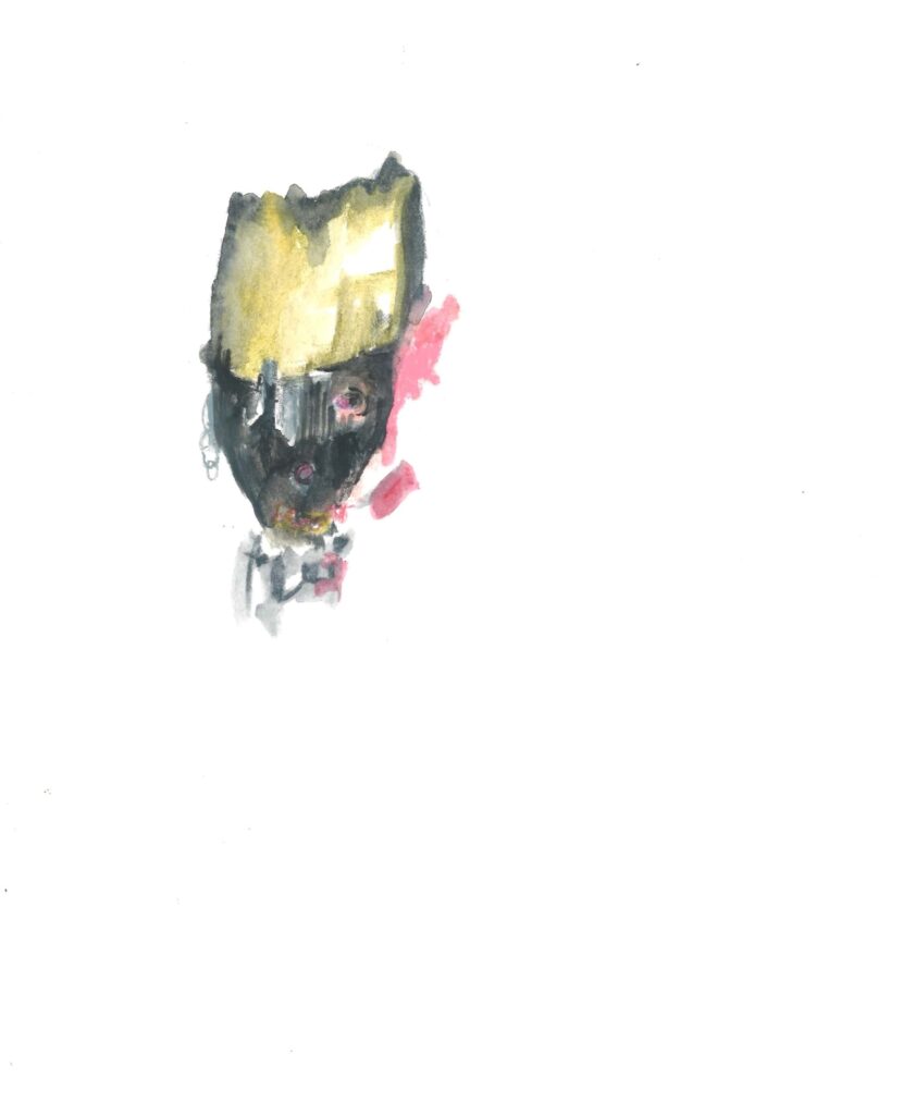 Project. Ruimte voor het proces. 2021. Het gezicht spreekt. De ondergang. 2021. 29.7 x 42 cm. acryl op papier.