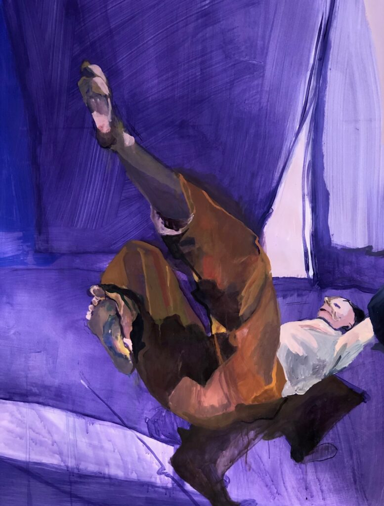 Lichaamstaal. The man who didn’t fall. 150 x 186 cm. acryl op papier