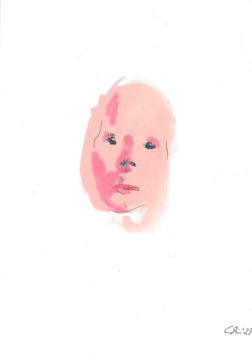 Lichaamstaal. het gezicht spreekt. 2023. 14.9 x 20.9 cm. acryl op papier.