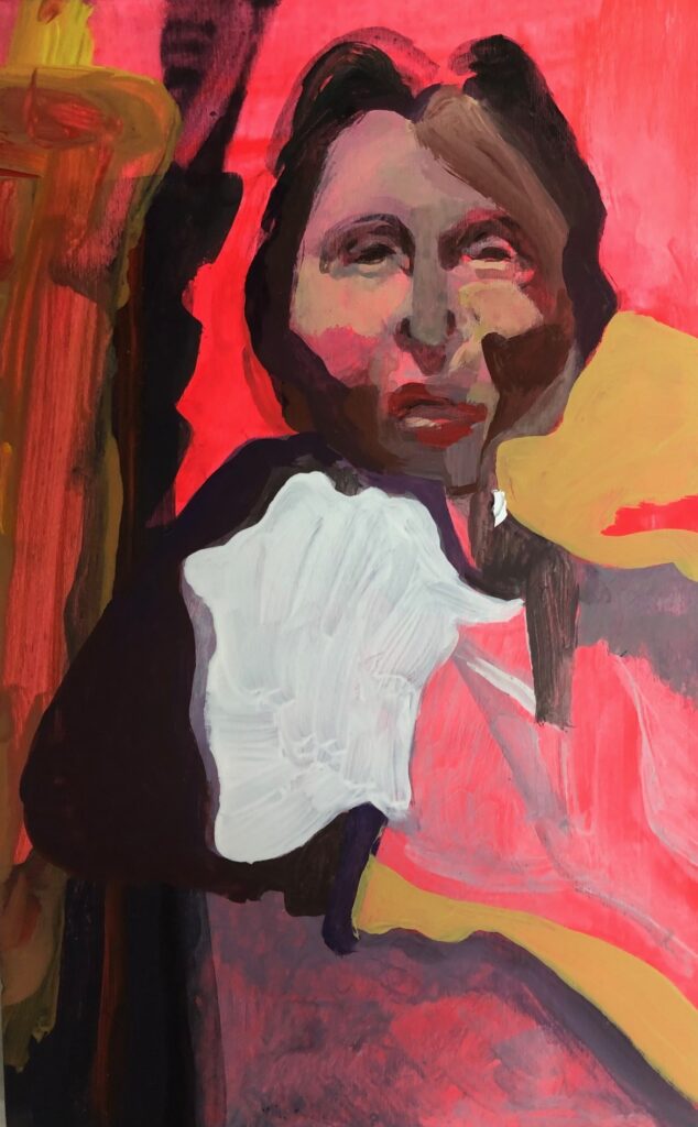 Theater van de wereld. 15 x 24 cm. acryl op hout.
