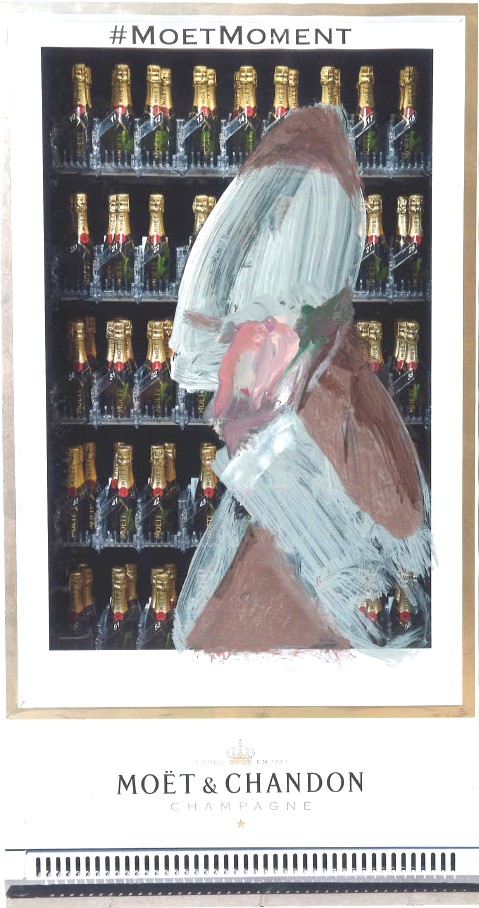 Project. Rondom de tafel. Moetmomentje. 14.8 x 21 cm. acryl op mixed media
