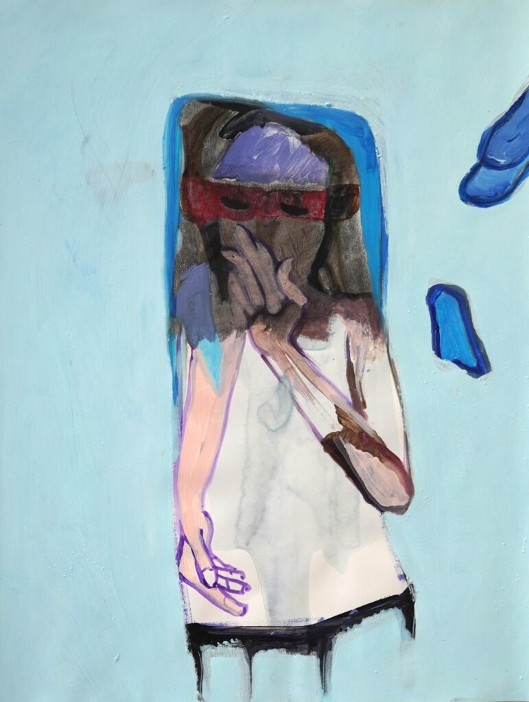 Project. Rondom de tafel. Het tafelmeisje 3. 57 x 70 cm. acryl op papier.