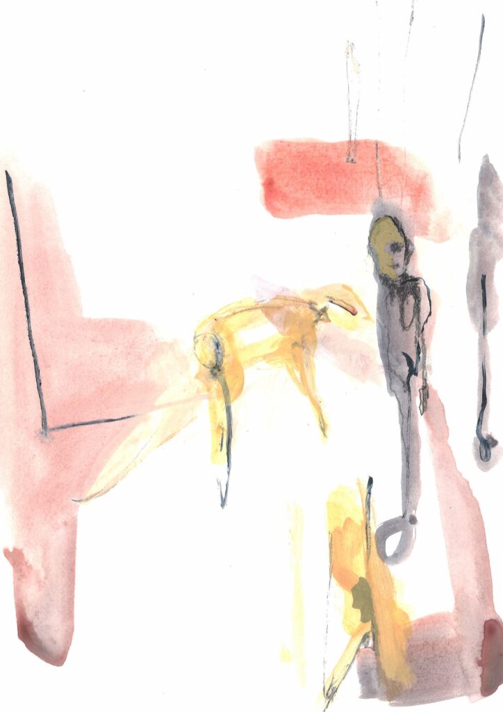 Ruimte voor proces. De sporen. De weg die je bewandelt. 21 x 29.7 cm. mixed media op papier