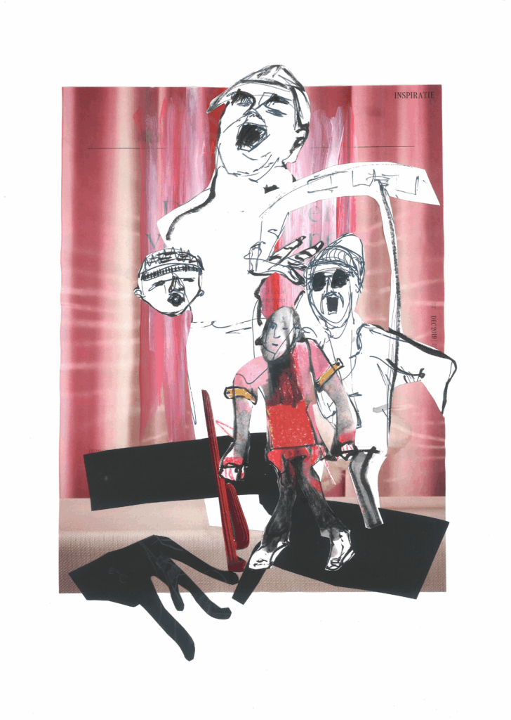 Project. Het alledaagse. Uitbundigheid. 29.7 x 42 cm. collage en mixed media