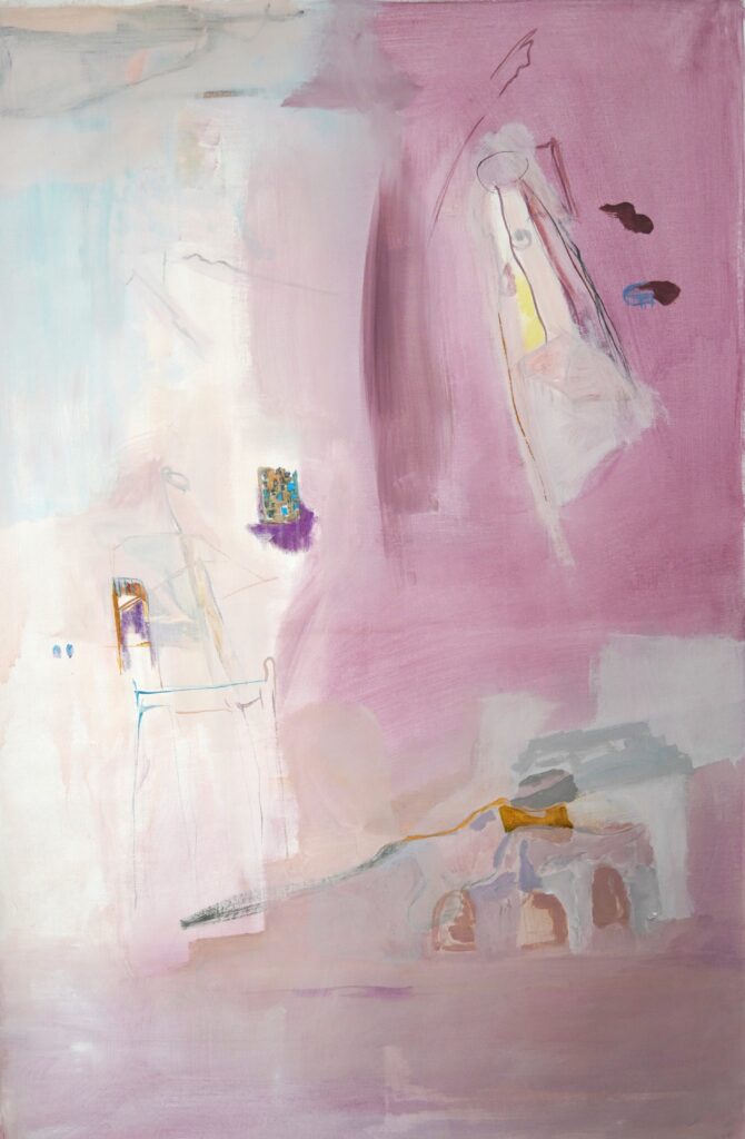 Ruimte voor proces. De sporen in het heden uit het verleden. 100 x 140 cm. acryl op linnen